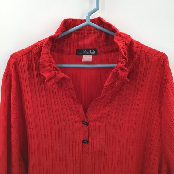 Moonlight by Y&S Popover Top XXL Red Goth Wired Collar Crinkle Pleated Sharkbite - Picture 9 of 13